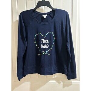 NEW! Jenni Intimates Sleepwear Top - Blue Navy Christmas Nice(ish)  - Women Sm